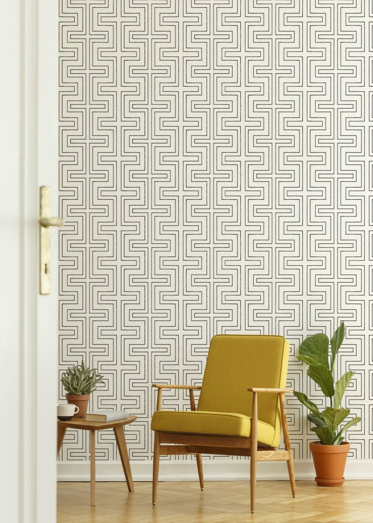Mitchell Black Co-Ed Halsted Wallpaper - Quartz White
