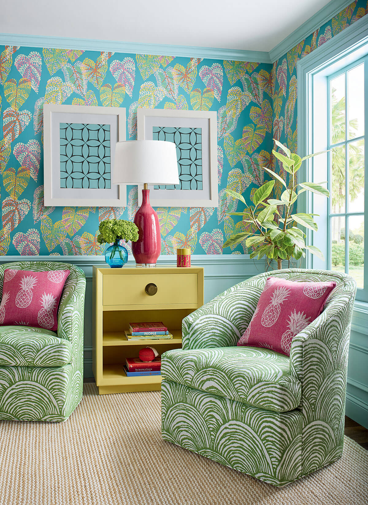 Thibaut Islander Delila Wallpaper Sample - Turquoise