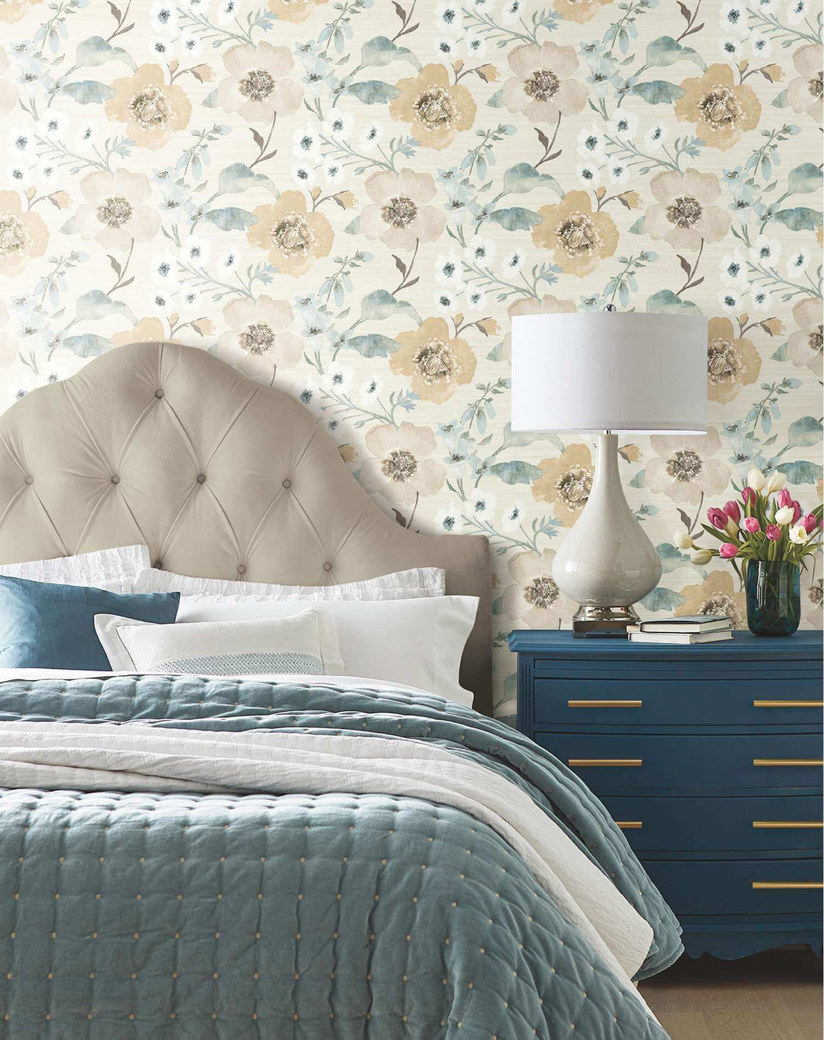 Antonina Vella Layered Luxe Evelyn Wallpaper Sample - Wheat