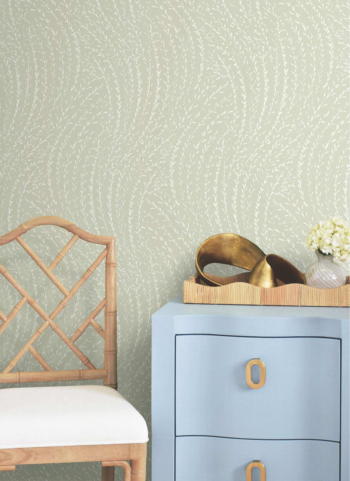 Antonina Vella Layered Luxe Willow Song Wallpaper - Sage