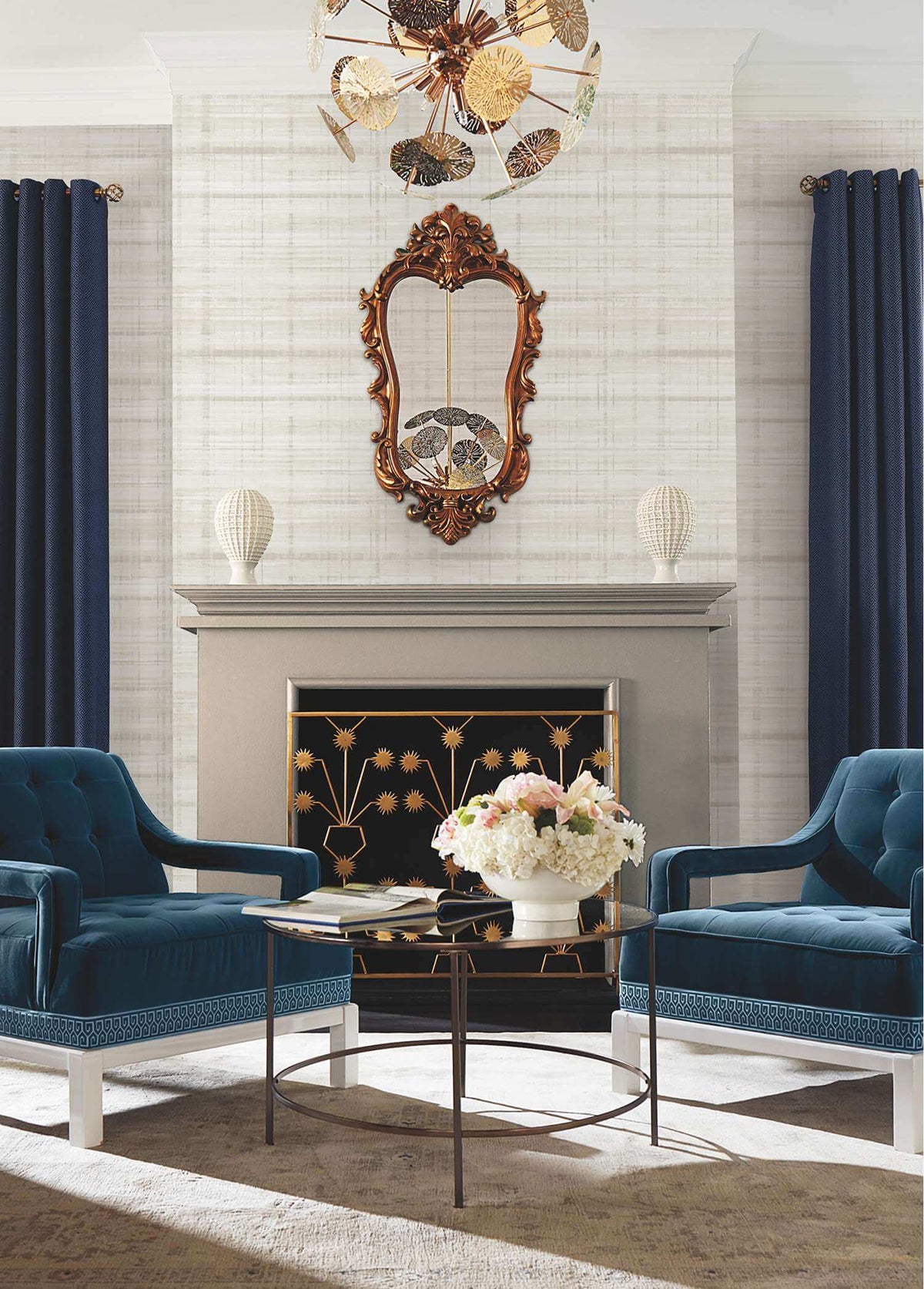 Antonina Vella Layered Luxe Vanishing Point Wallpaper Sample - Dove
