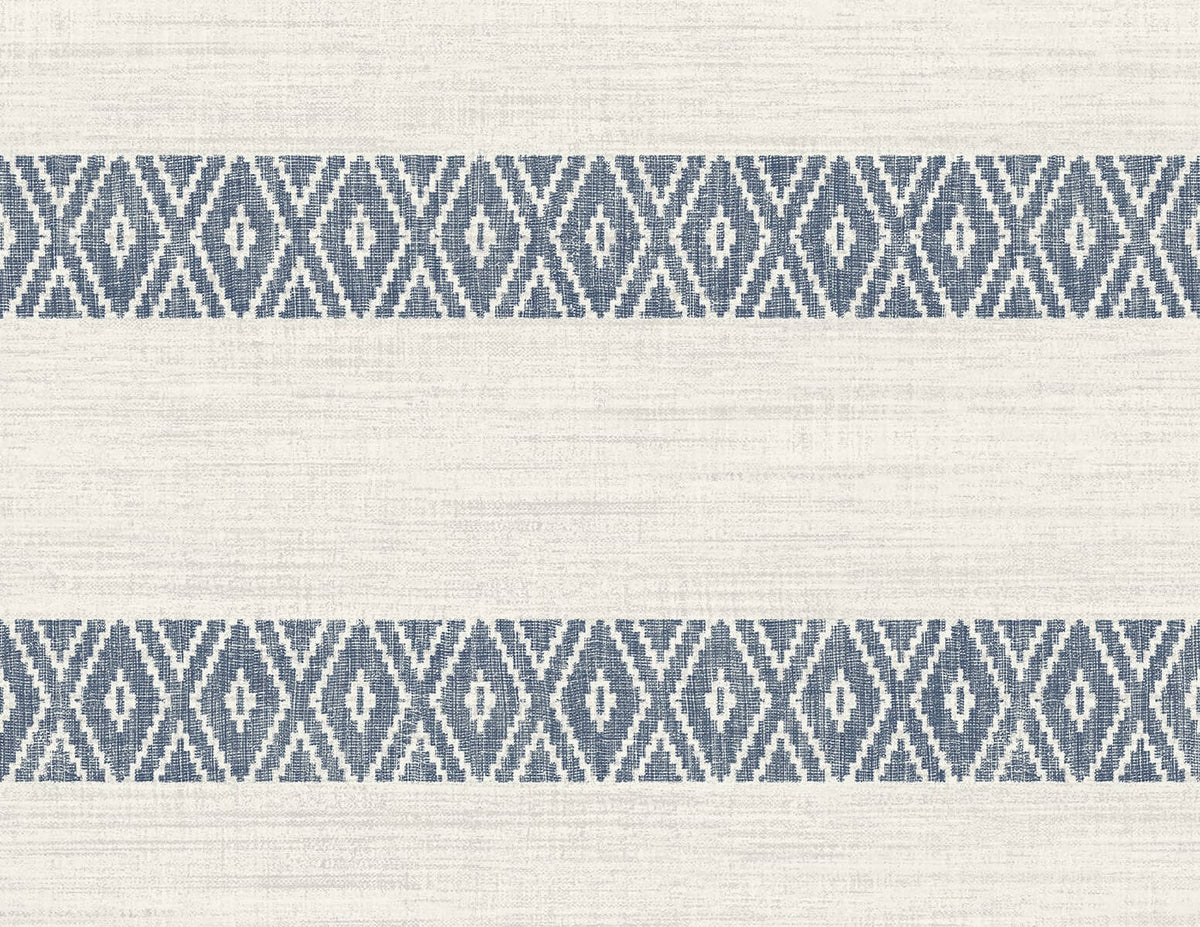 Lillian August Coastal Haven Alani Geo Stripe Wallpaper Sample - Nautical Blue