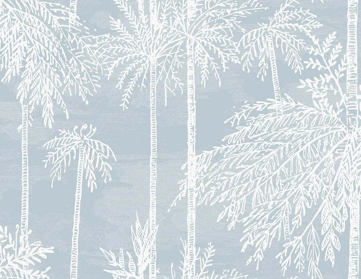 Lillian August Coastal Haven Palm Grove Wallpaper Sample - Hampton Blue