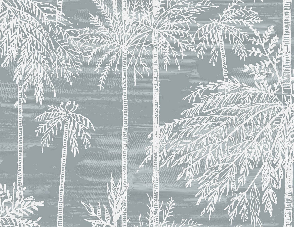 Lillian August Coastal Haven Palm Grove Wallpaper Sample - Bluestone