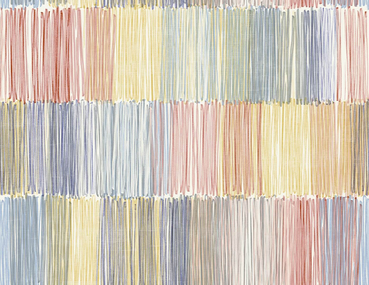 Lillian August Coastal Haven Arielle Abstract Stripe Wallpaper Sample - Summer Sky