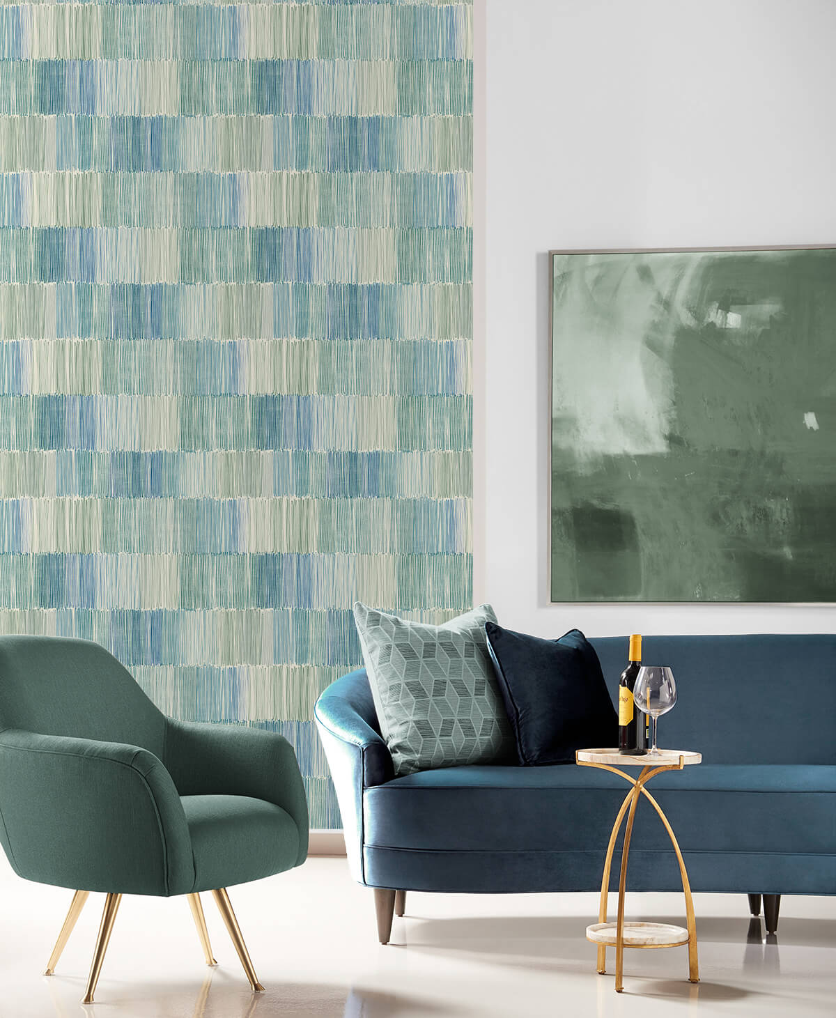 Lillian August Coastal Haven Arielle Abstract Stripe Wallpaper Sample - Lakeside