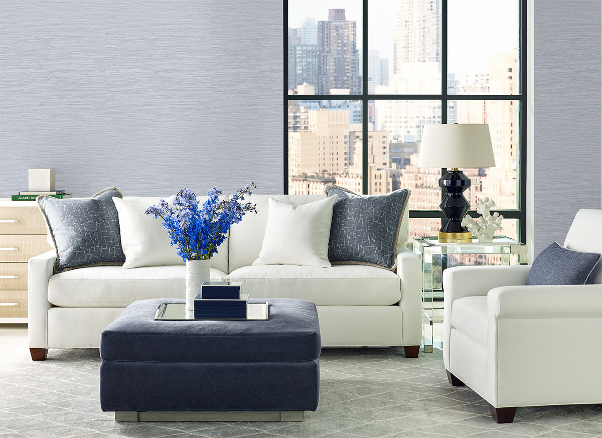 Lillian August Coastal Haven Tiger Island Faux Grasscloth Wallpaper Sample - Charlotte Blue