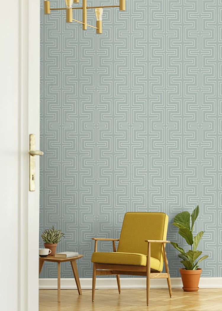 Mitchell Black Co Ed Halsted Wallpaper Sample - Lake Shore Blue
