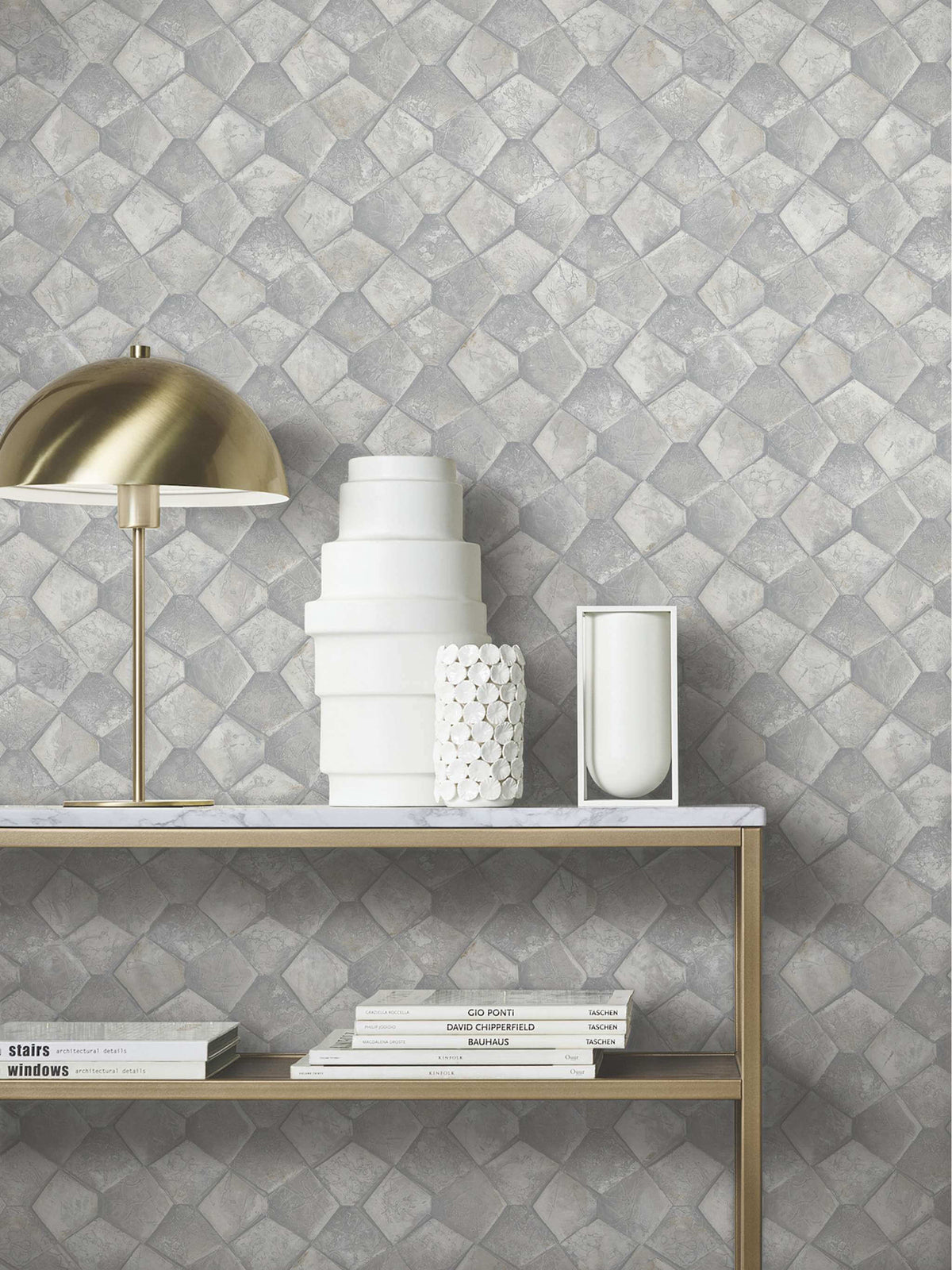 Antonina Vella Opulent Accents Waterford Wallpaper Sample - Grey