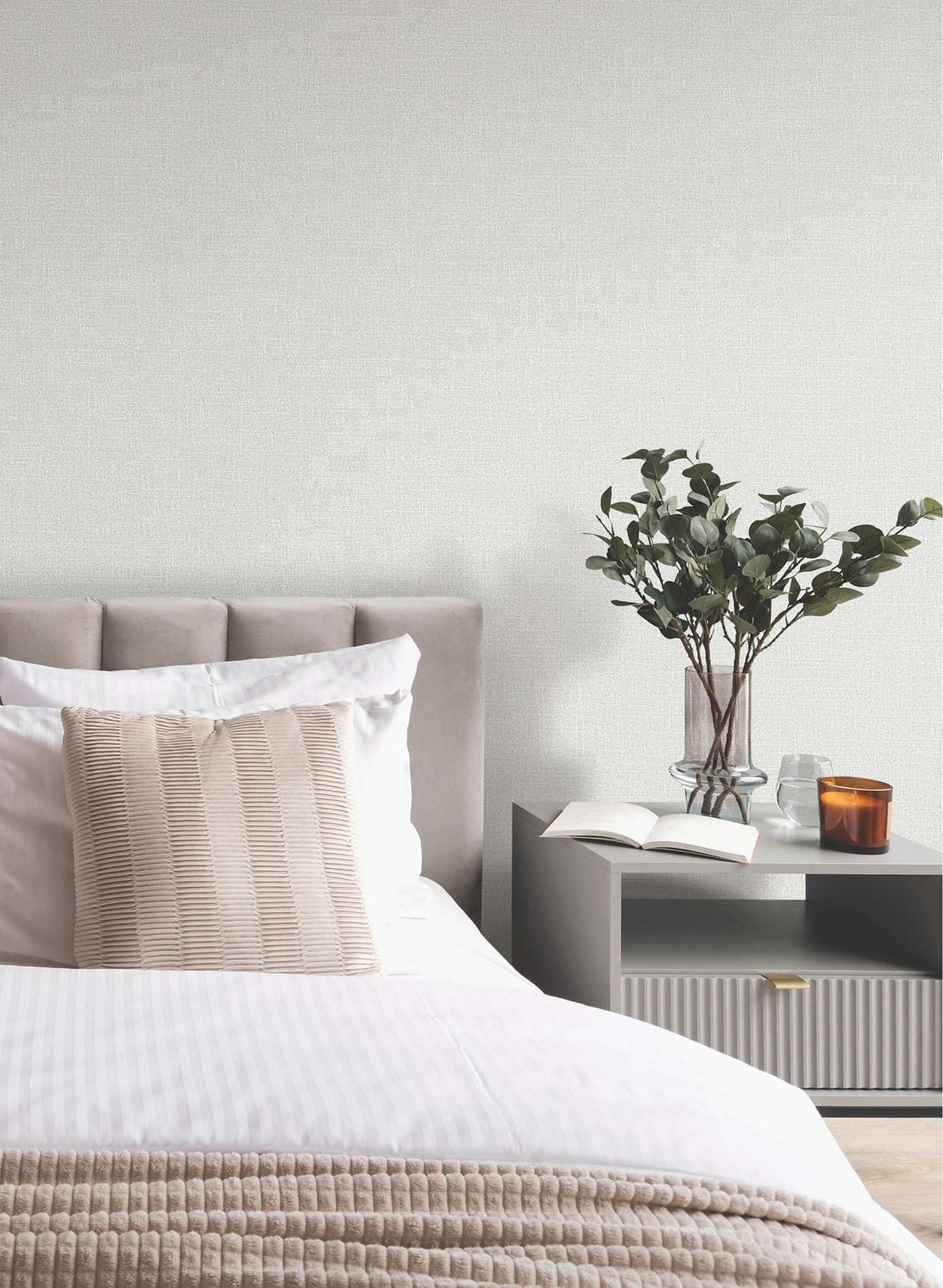 Antonina Vella Opulent Accents Highland Tweed Wallpaper Sample - Light Grey