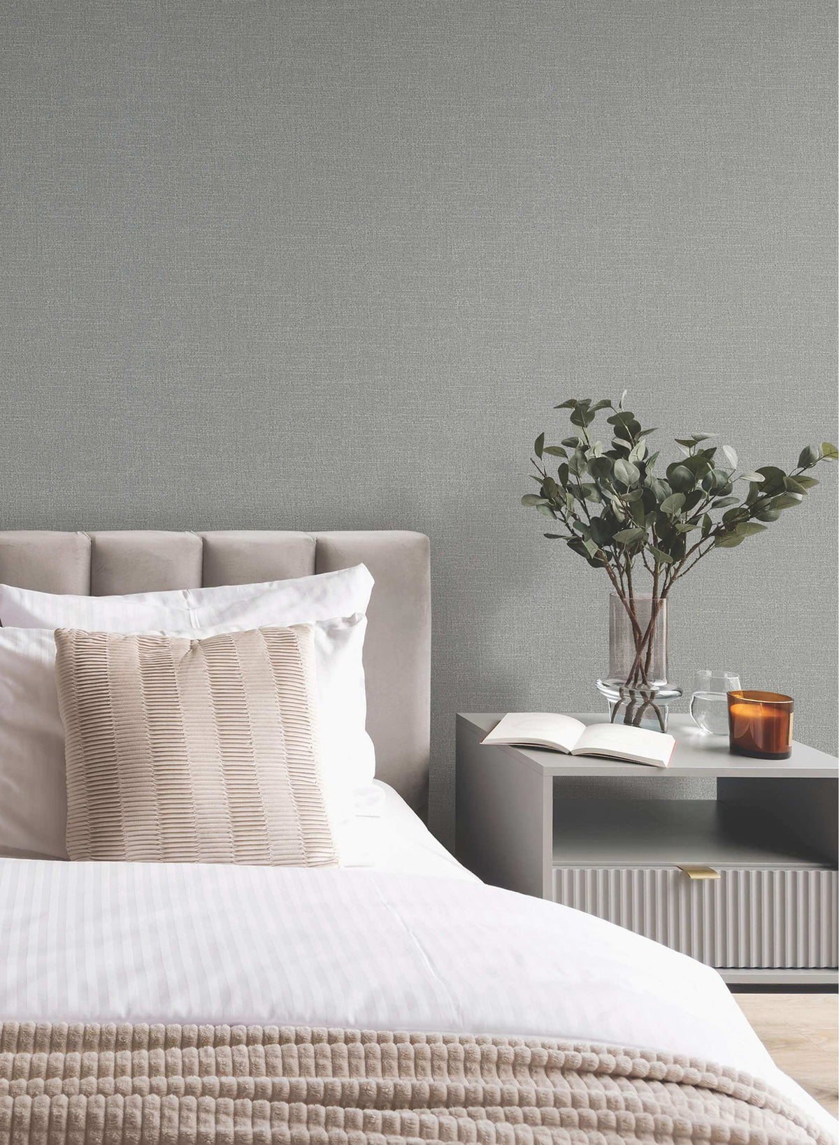 Antonina Vella Opulent Accents Highland Tweed Wallpaper Sample - Dark Grey