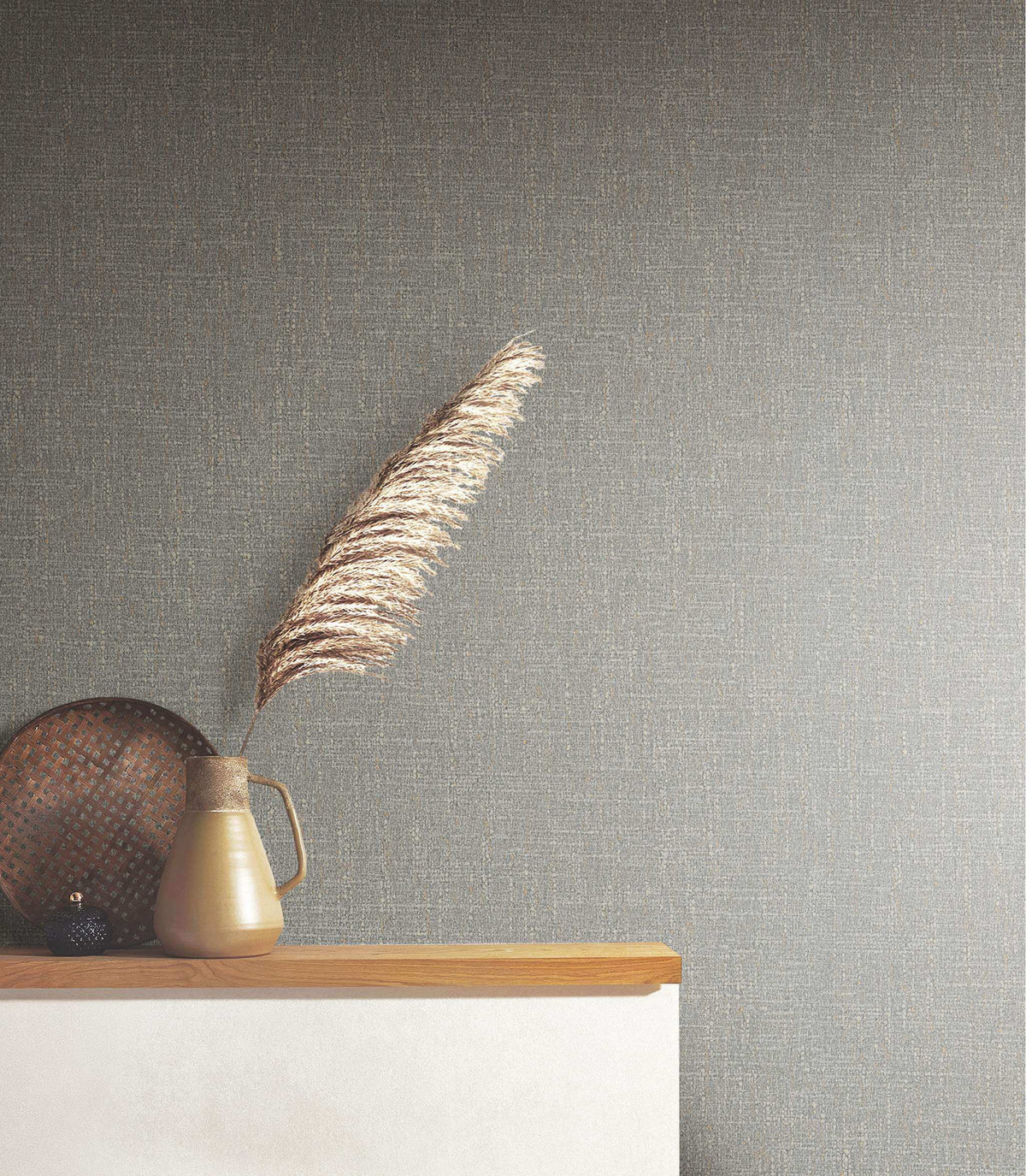 Antonina Vella Opulent Accents Highland Tweed Wallpaper Sample - Dark Grey