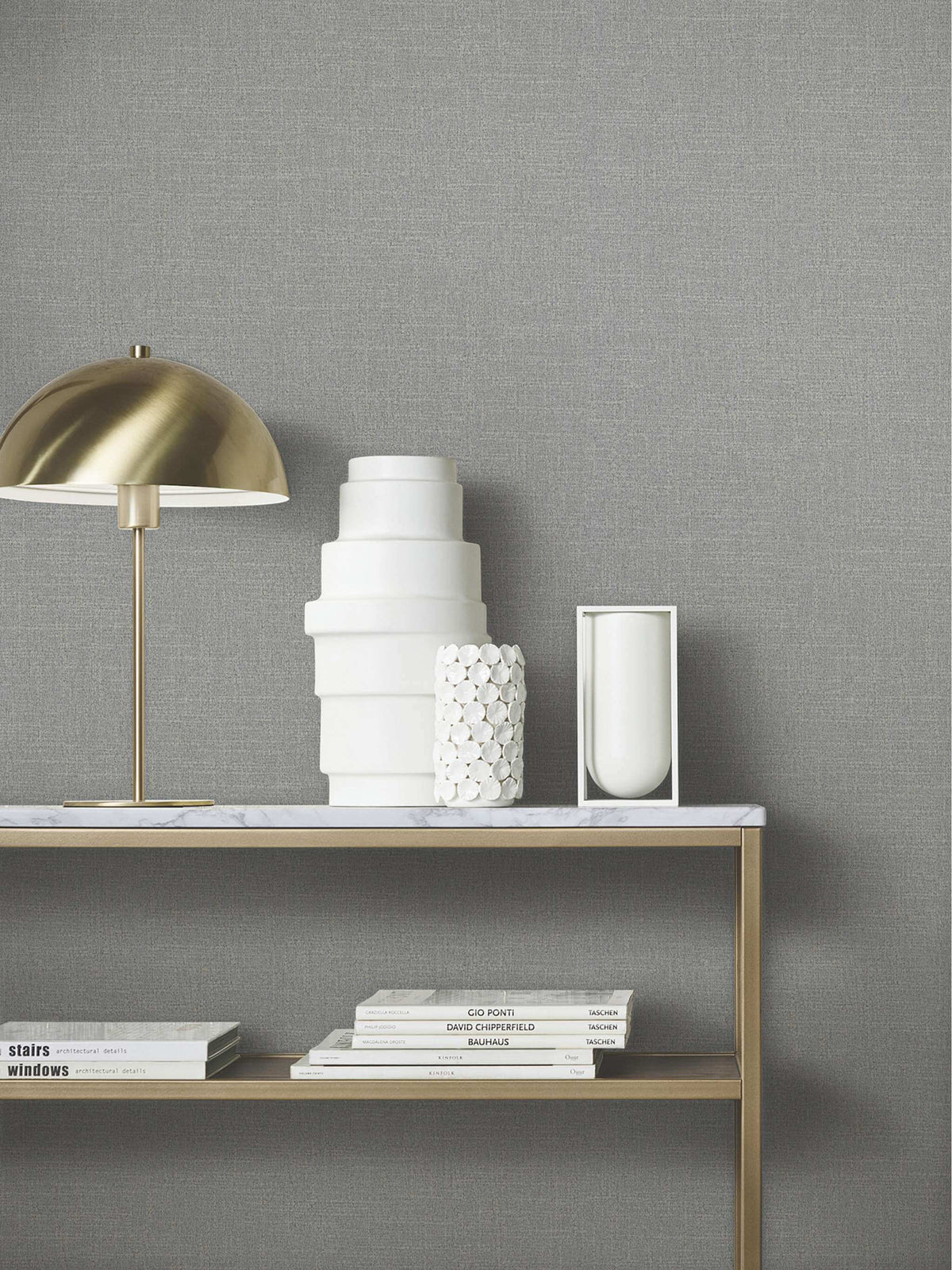 Antonina Vella Opulent Accents Highland Tweed Wallpaper Sample - Dark Grey