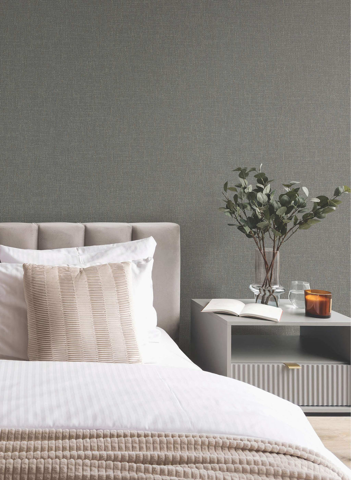 Antonina Vella Opulent Accents Highland Tweed Wallpaper Sample - Charcoal