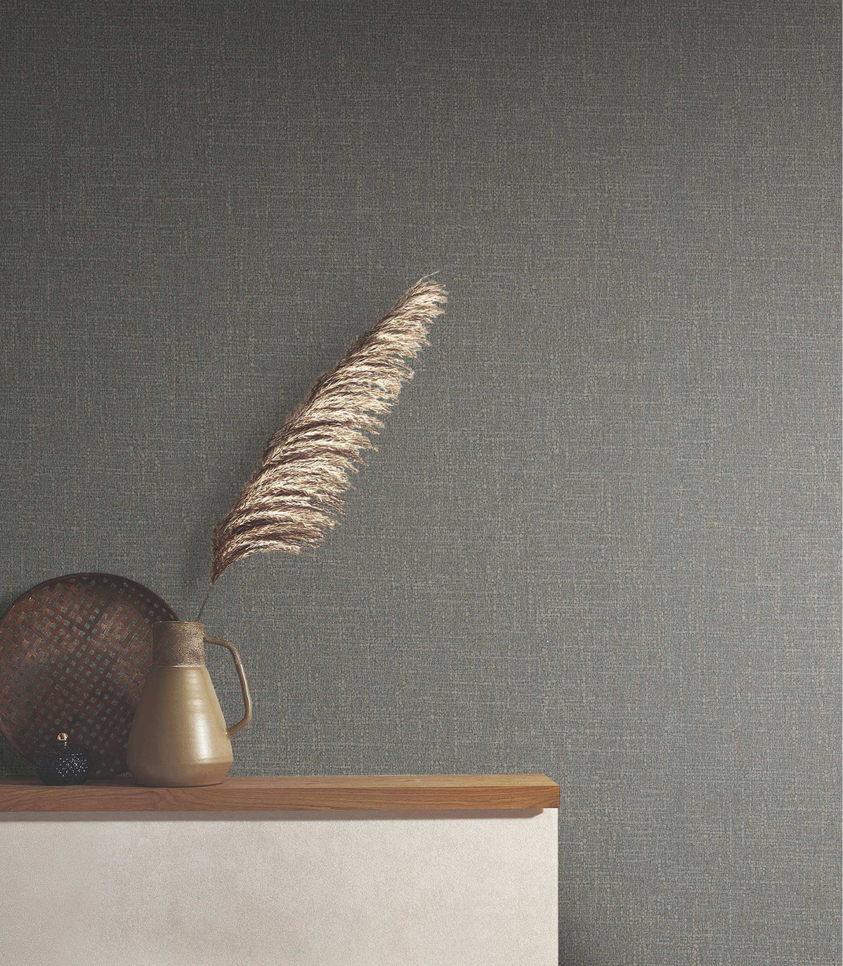 Antonina Vella Opulent Accents Highland Tweed Wallpaper Sample - Charcoal