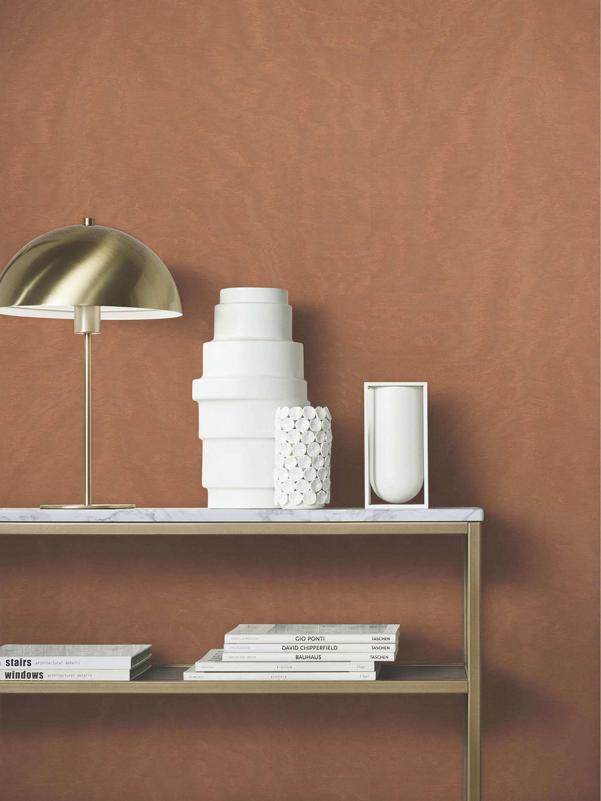 Antonina Vella Opulent Accents Shimmering Moire Wallpaper Sample - Copper