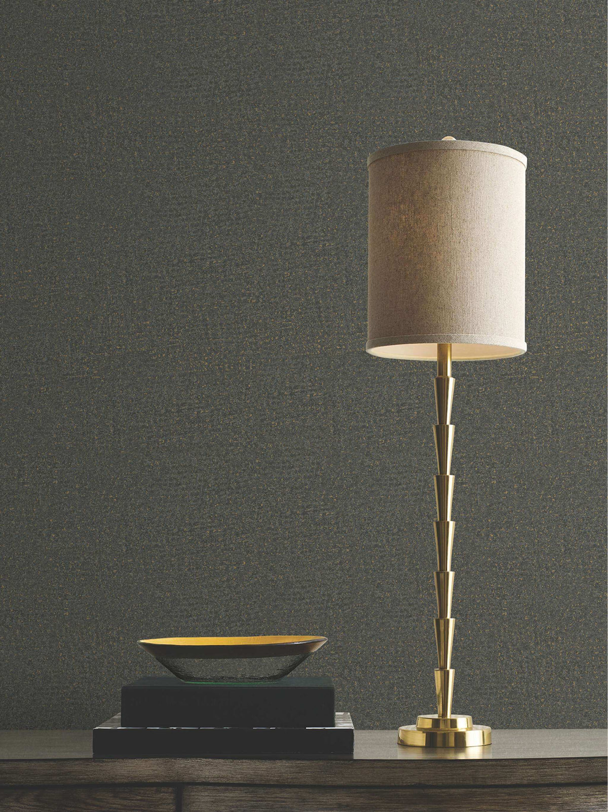 Antonina Vella Opulent Accents Garden Stone Wallpaper Sample - Charcoal