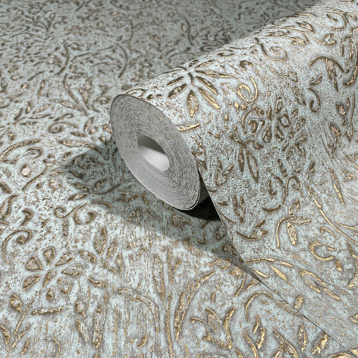 Antonina Vella Opulent Accents Sculpted Floral Wallpaper Sample - Gold