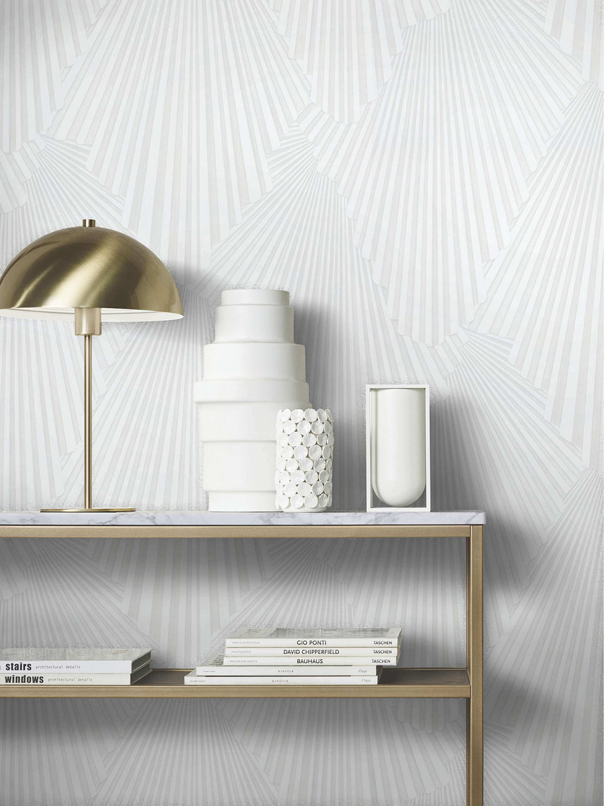Antonina Vella Opulent Accents Lumiere Wallpaper Sample - White