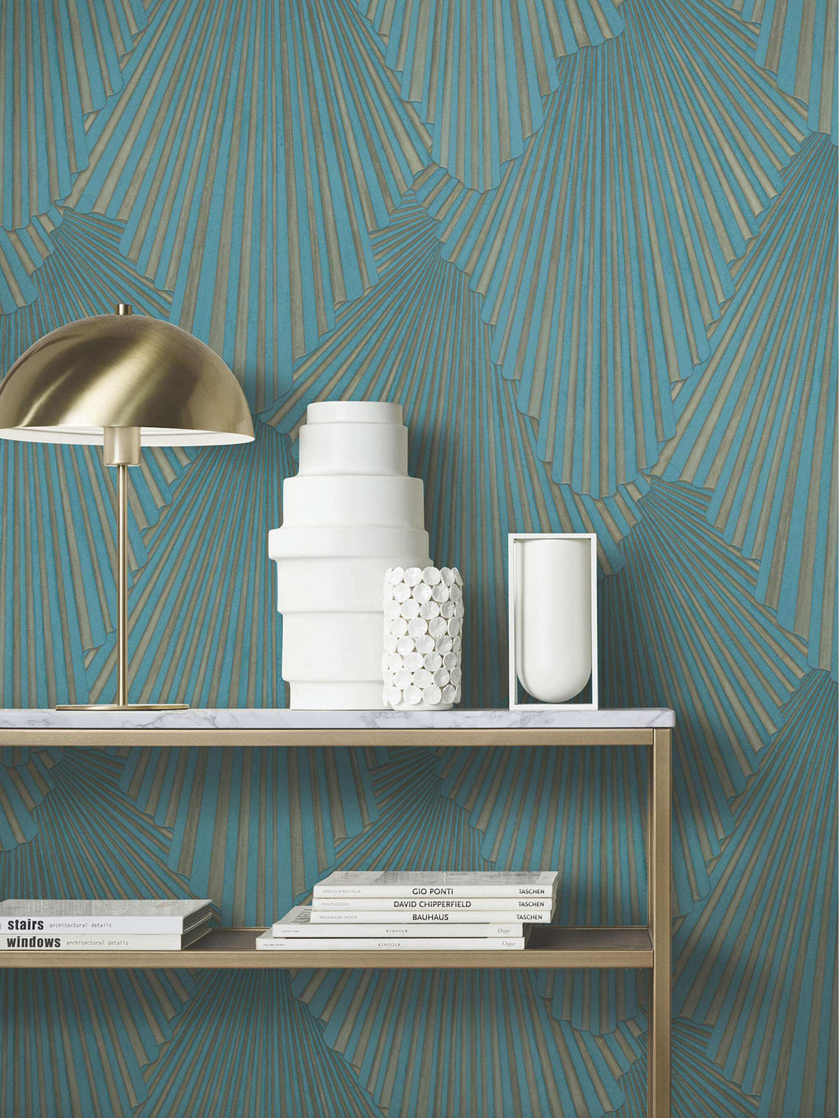 Antonina Vella Opulent Accents Lumiere Wallpaper Sample - Teal