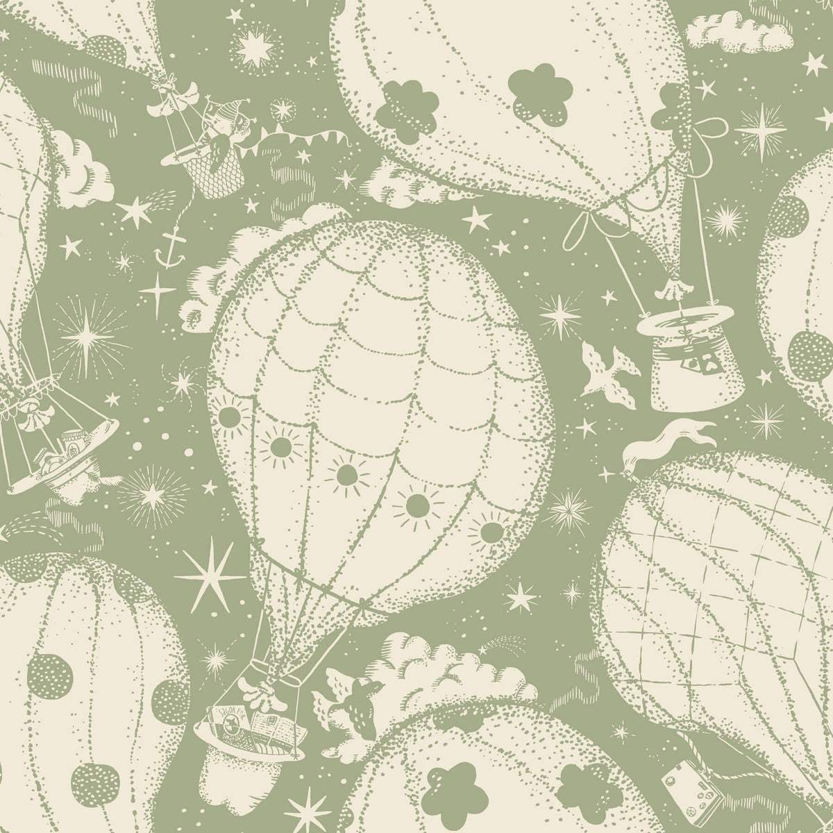York Daydream Ballongerna Wallpaper - Green