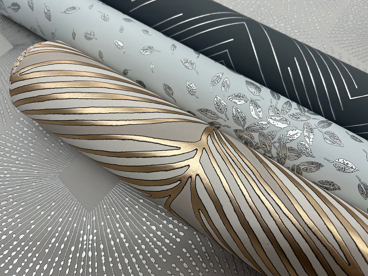 Antonina Vella Modern Metals Polished Chevron Wallpaper - Charcoal & Silver