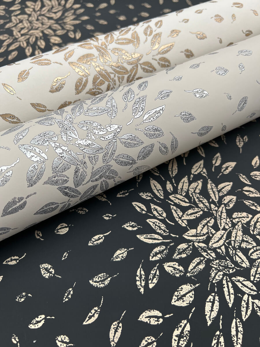 Antonina Vella Modern Metals Petite Leaves Wallpaper Sample - Cream & Gold