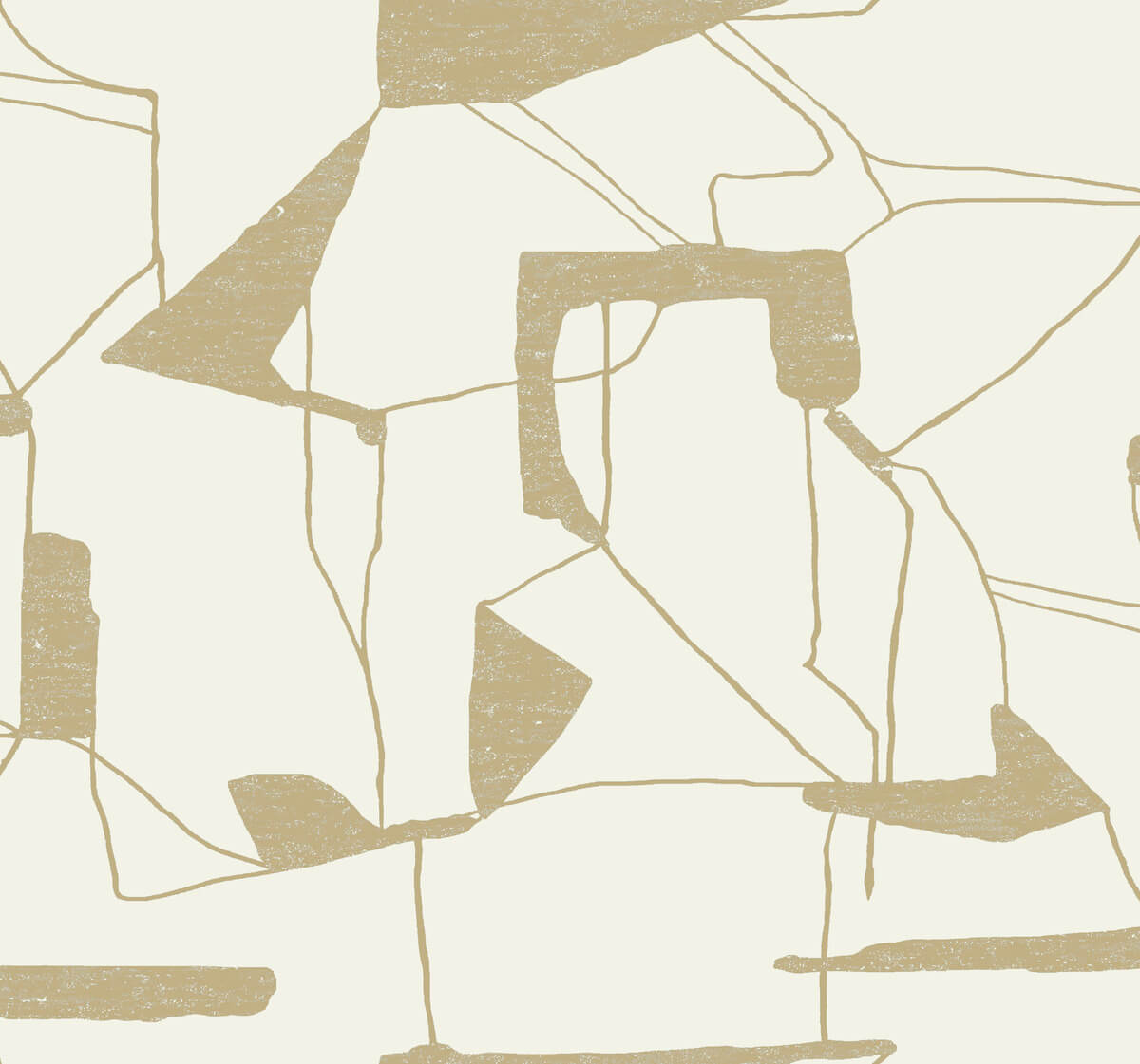 Antonina Vella Modern Metals Abstract Geo Wallpaper - Cream & Gold