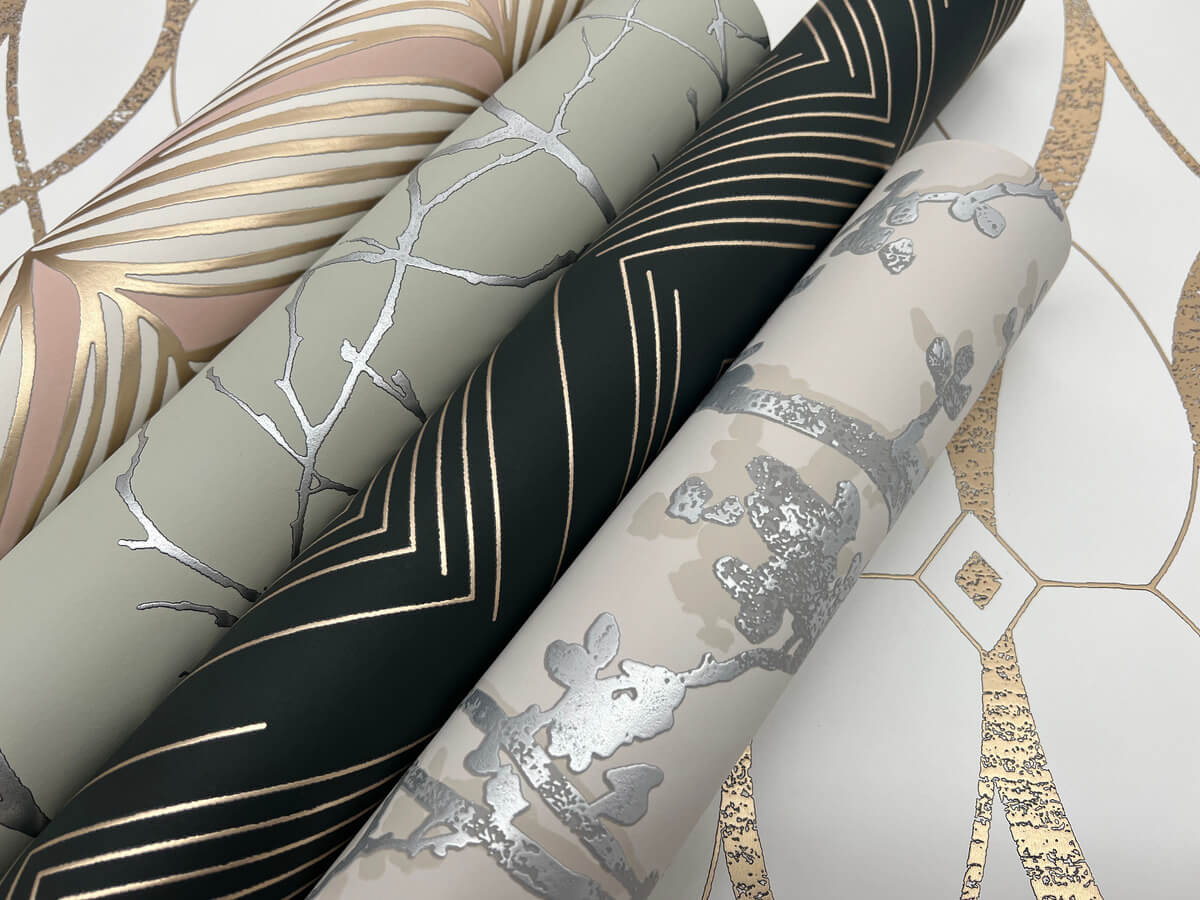 Antonina Vella Modern Metals Polished Chevron Wallpaper - Black & Gold