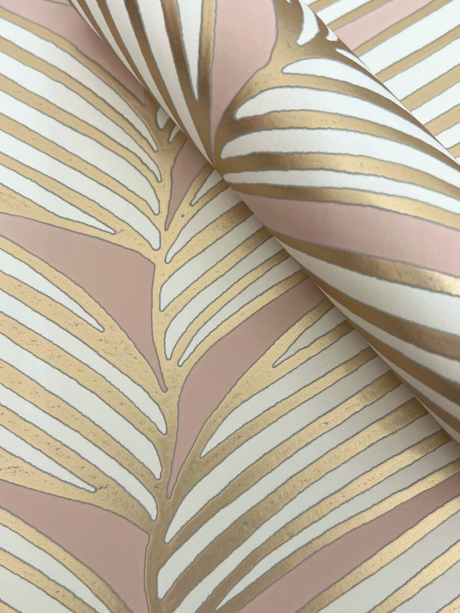 Antonina Vella Modern Metals Luminous Leaves Wallpaper - Blush & Gold