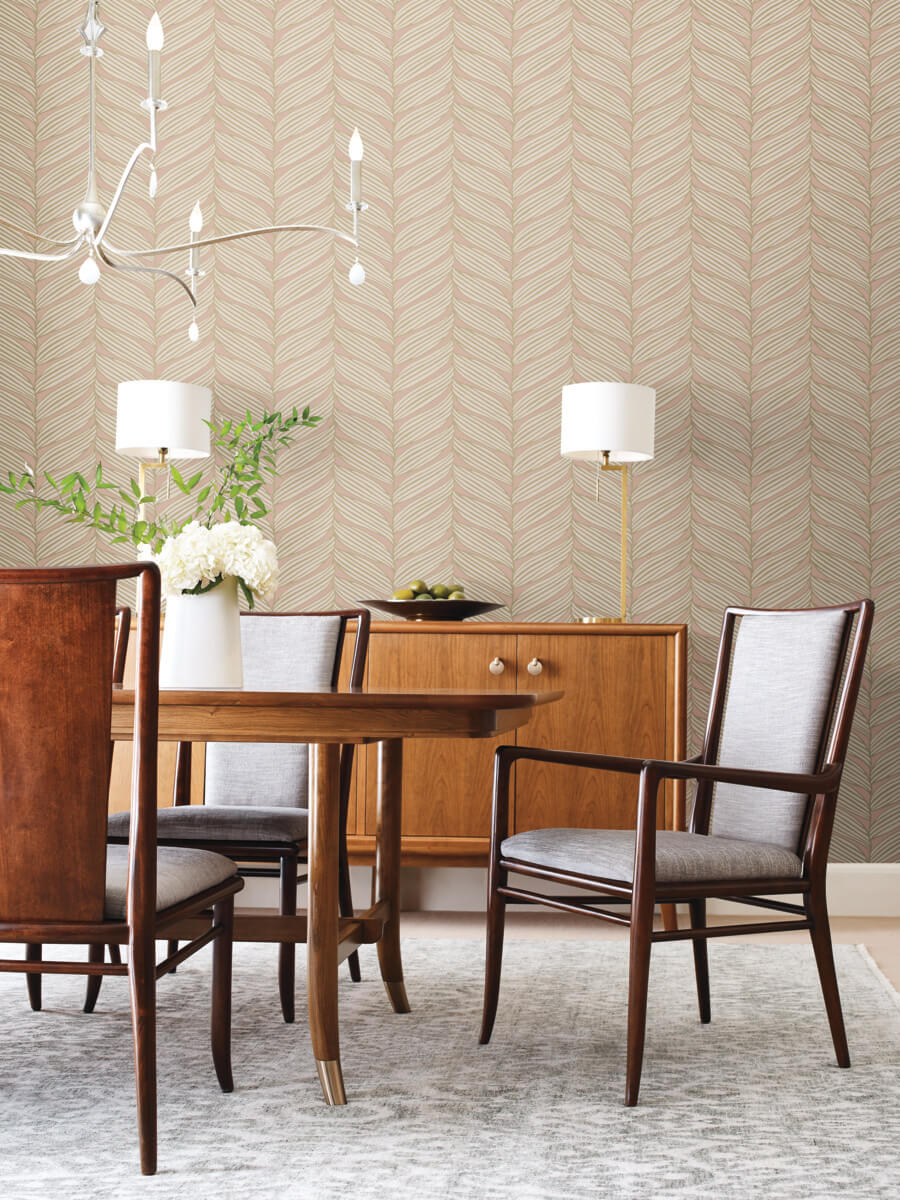 Antonina Vella Modern Metals Luminous Leaves Wallpaper - Blush & Gold