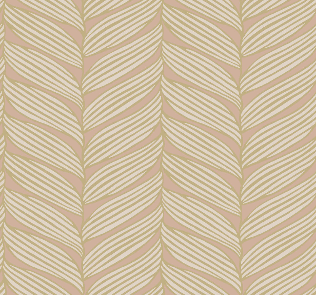 Antonina Vella Modern Metals Luminous Leaves Wallpaper - Blush & Gold