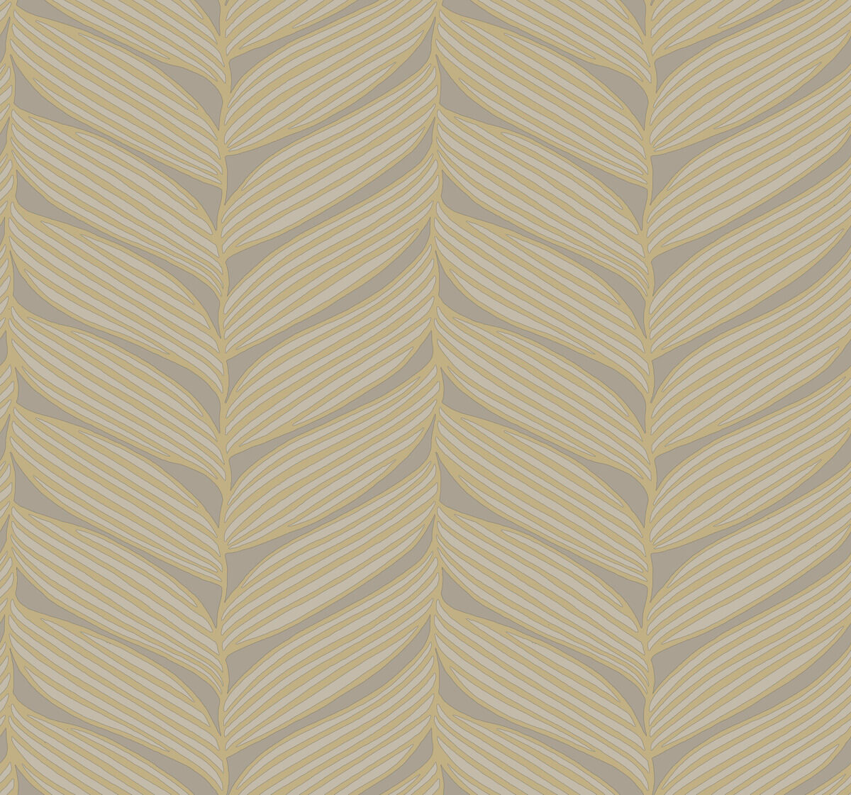Antonina Vella Modern Metals Luminous Leaves Wallpaper - Grey & Gold