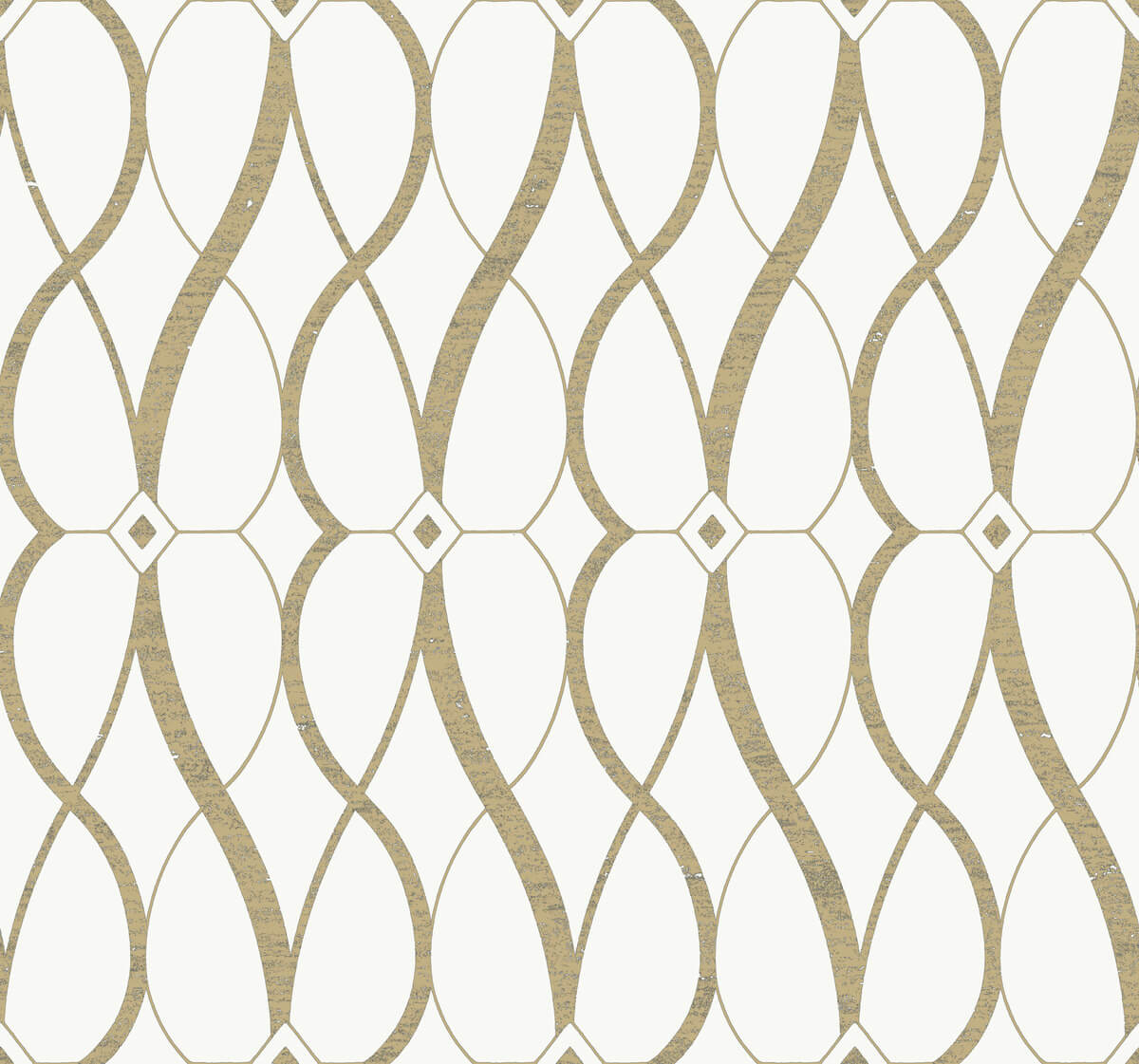Antonina Vella Modern Metals Graceful Geo Wallpaper Sample - Cream & Gold