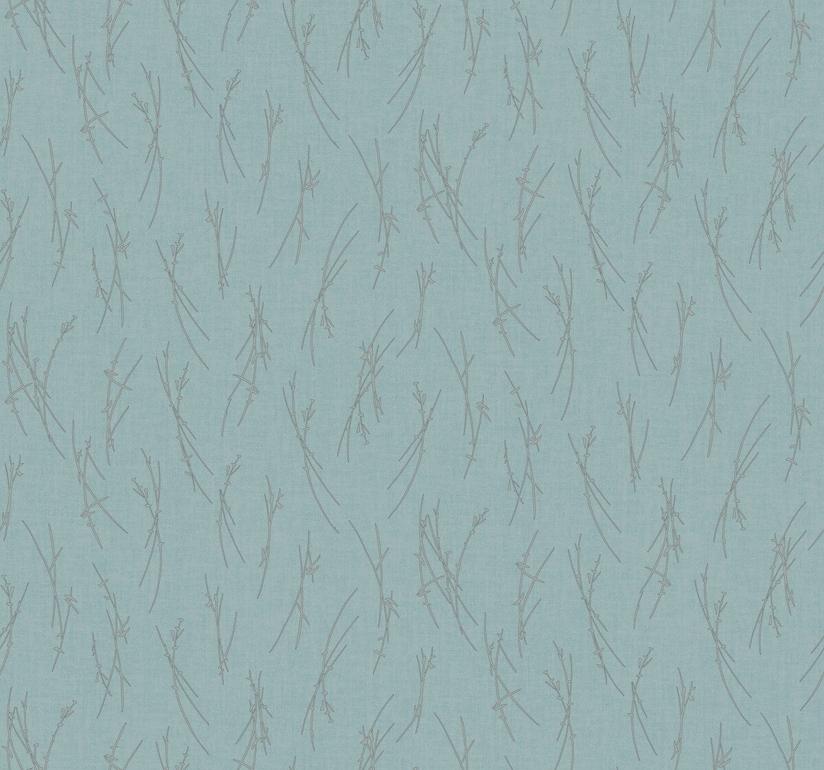 Antonina Vella Modern Metals Sprigs Wallpaper Sample - Smokey Blue & Silver