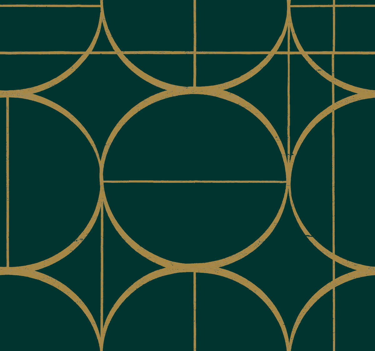 Antonina Vella Modern Metals Sun Circles Wallpaper - Emerald & Gold
