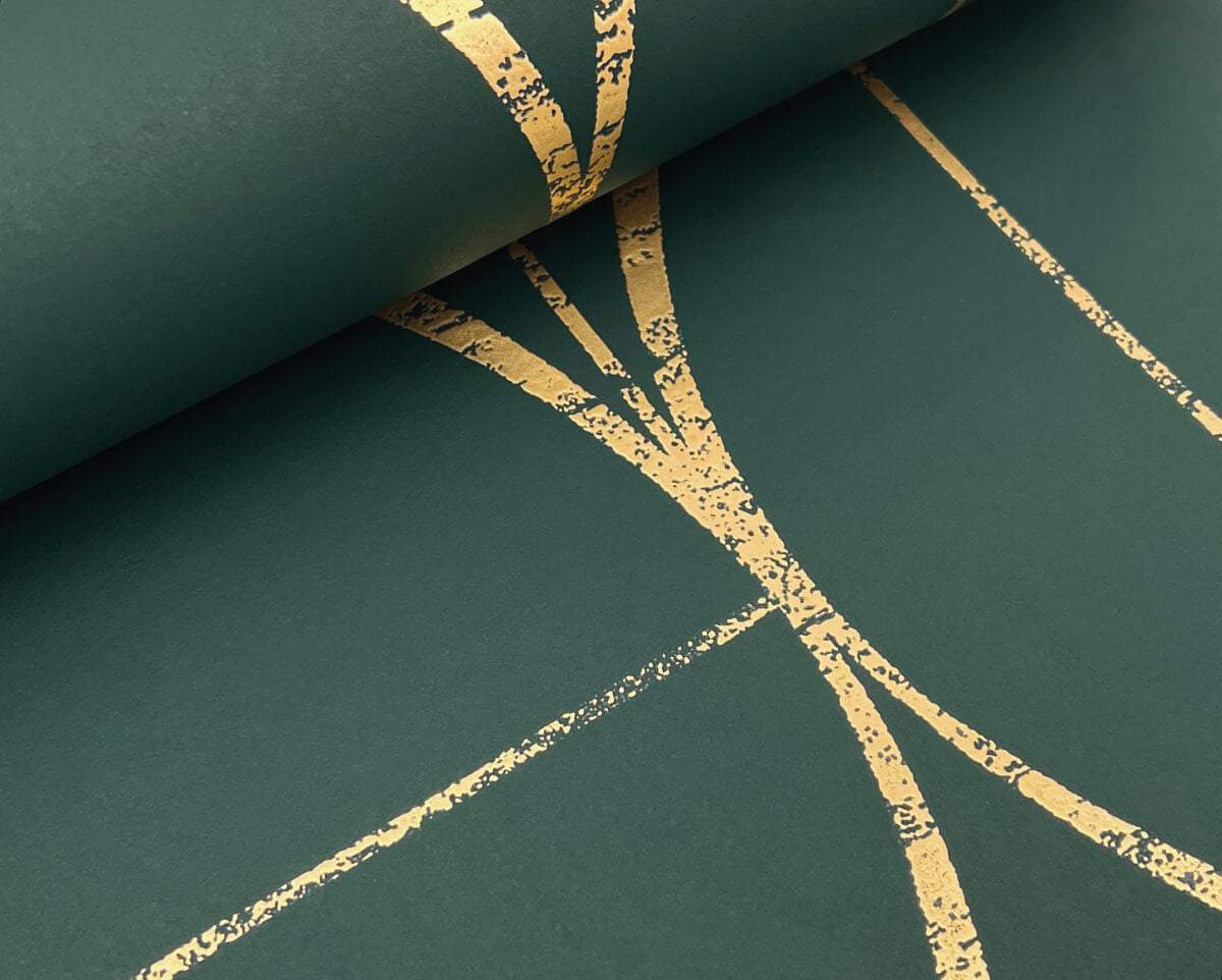Antonina Vella Modern Metals Sun Circles Wallpaper - Emerald & Gold