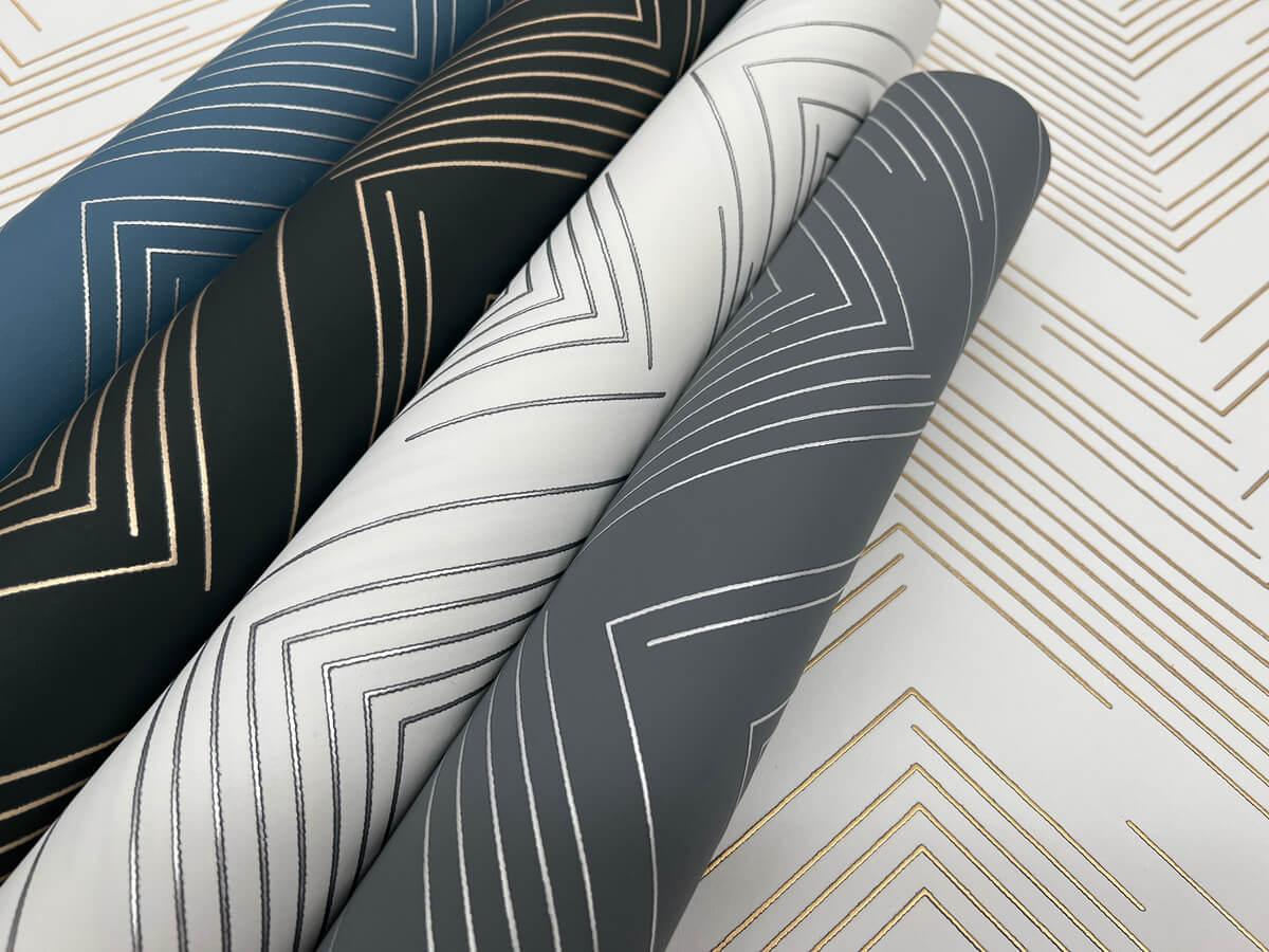 Antonina Vella Modern Metals Polished Chevron Wallpaper - Blue & Silver