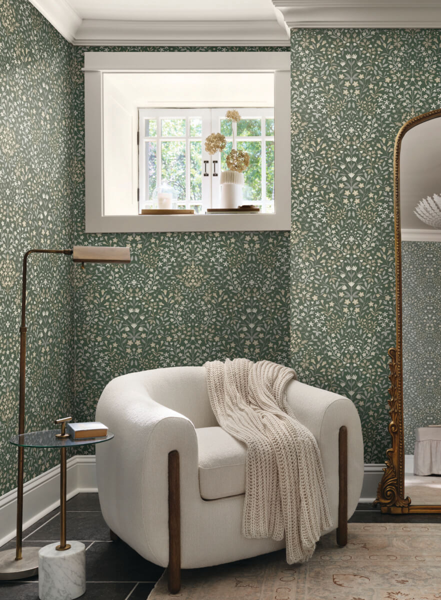 Magnolia Home Garden Terrace Wallpaper Sample - Olive