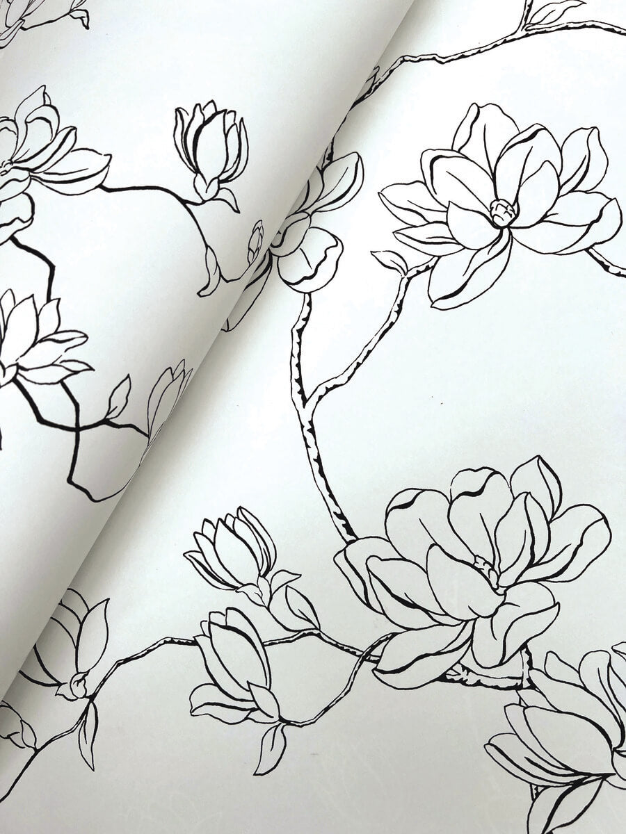 Magnolia Home Magnolia Branches Wallpaper Sample - Black