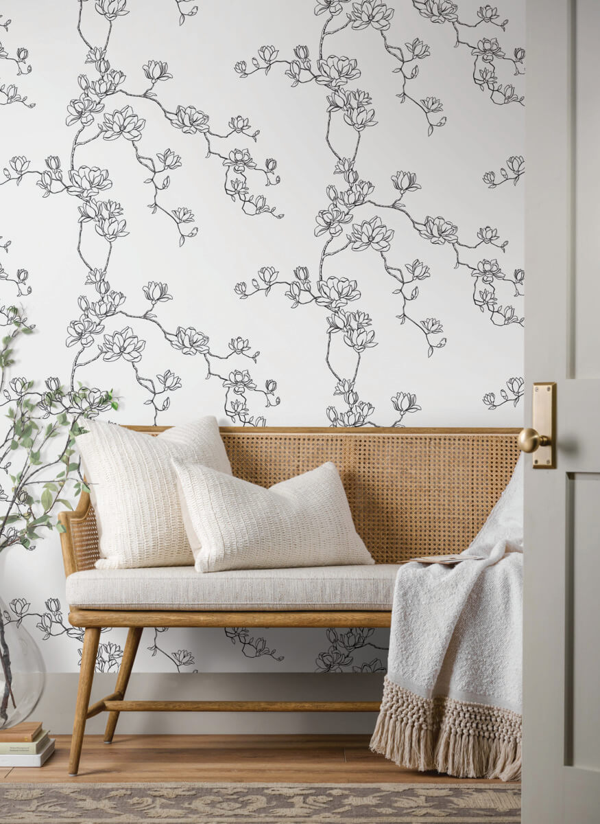 Magnolia Home Magnolia Branches Wallpaper Sample - Black