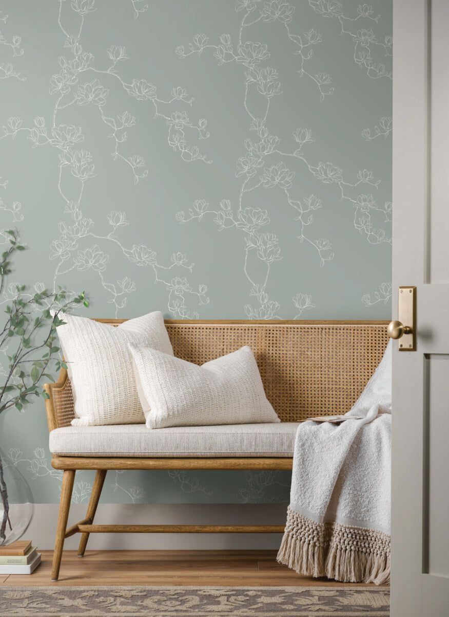 Magnolia Home Magnolia Branches Wallpaper Sample - Eucalyptus