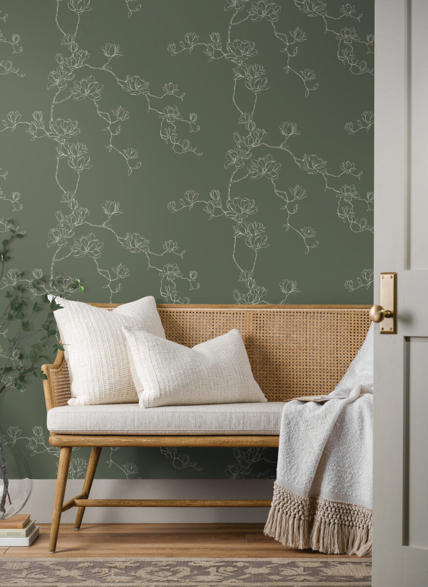 Magnolia Home Magnolia Branches Wallpaper Sample - Pine