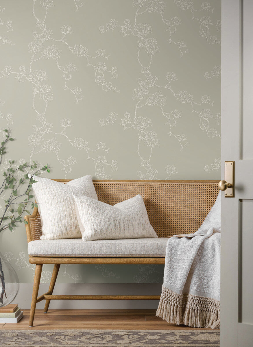 Magnolia Home Magnolia Branches Wallpaper Sample - Taupe