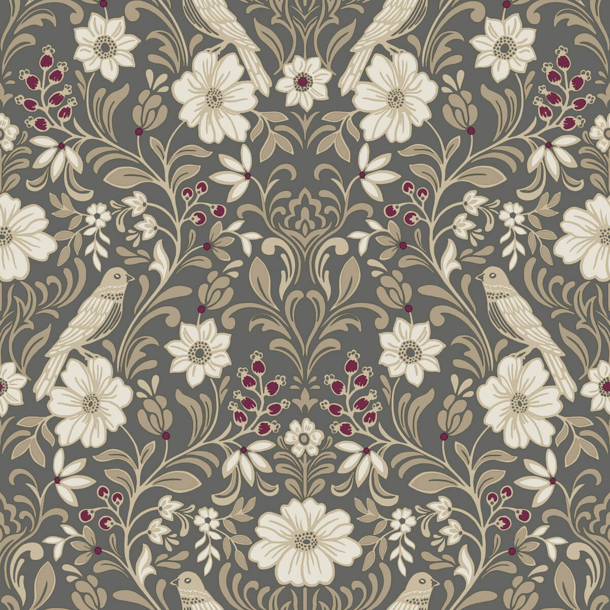 Magnolia Home Colette Wallpaper Sample - Charcoal