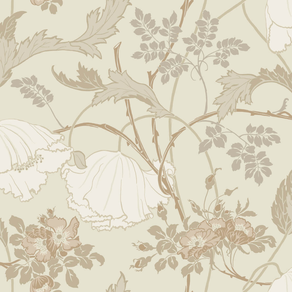 Floral and leaf pattern on a light background