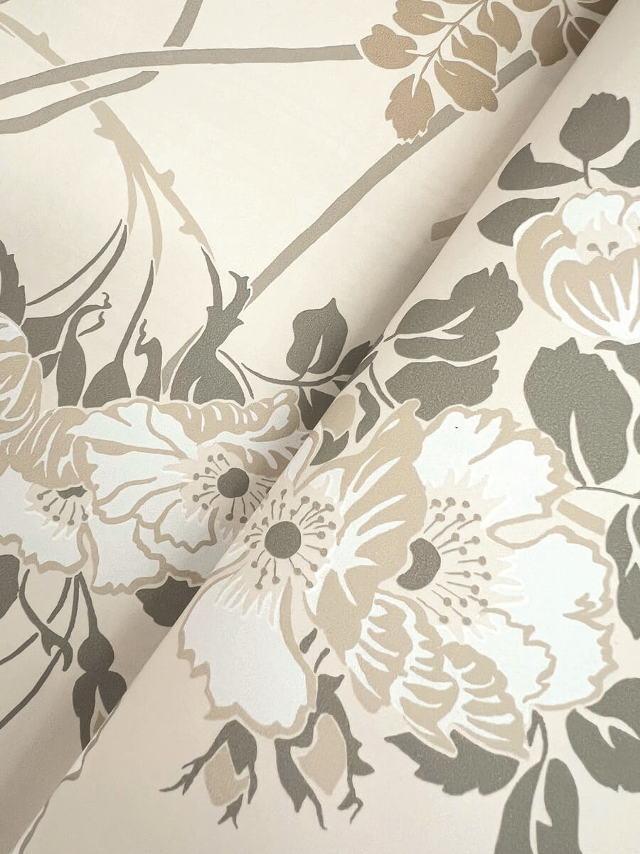 Magnolia Home Gwendolyn Wallpaper Sample - Ivory & Grey
