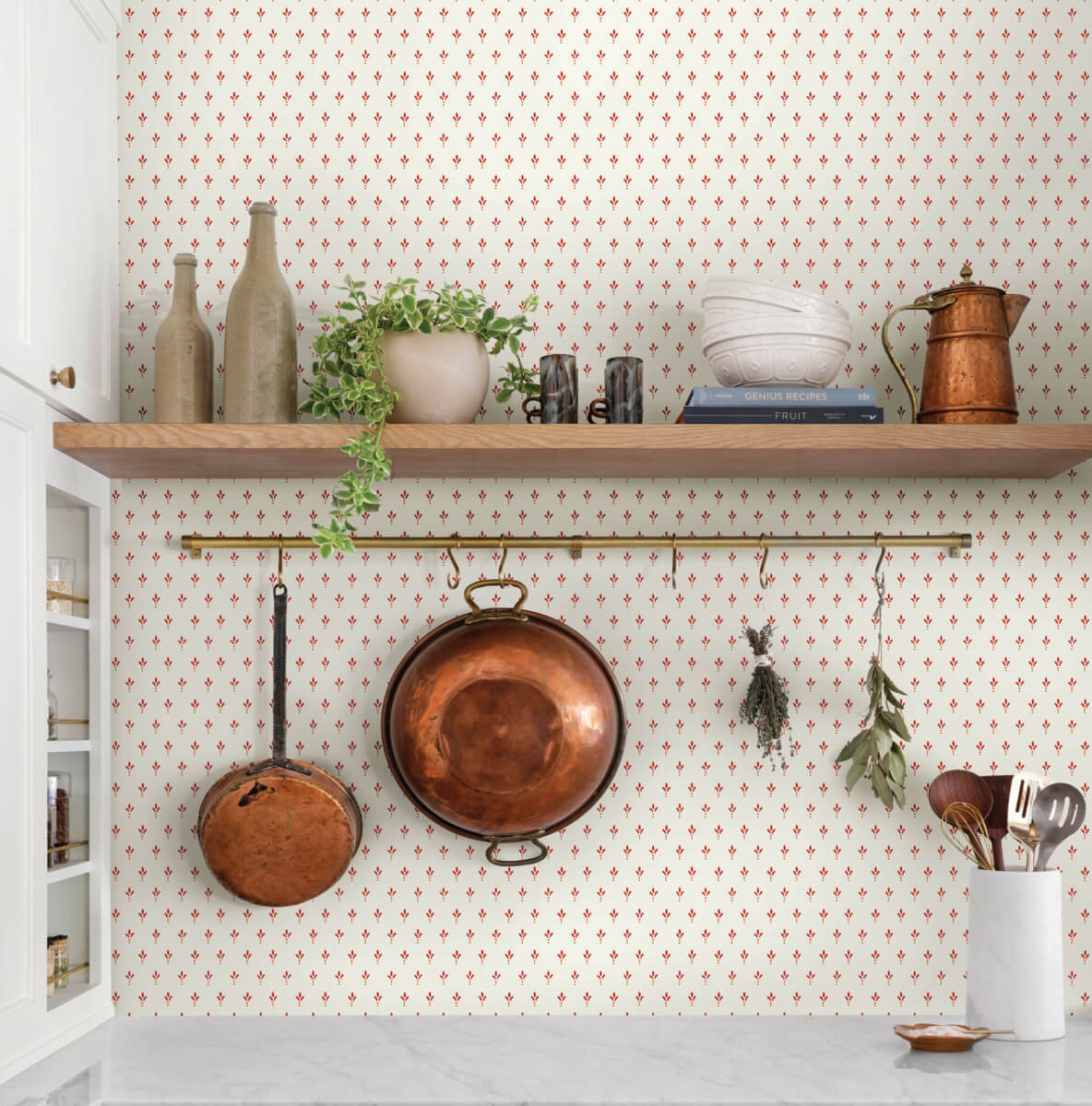 Magnolia Home Charm Wallpaper Sample - Red & White