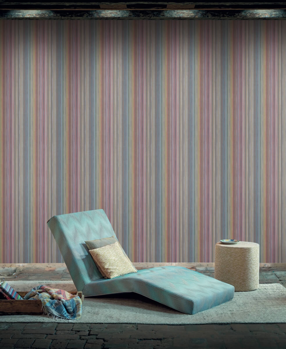 Missoni Home Striped Sunset Wallpaper Sample - Multicolored