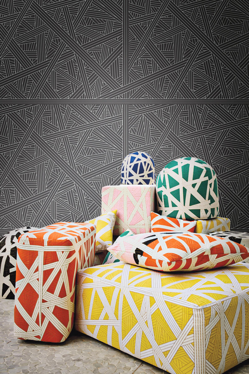 Missoni Home Nastri Wallpaper Sample - Black